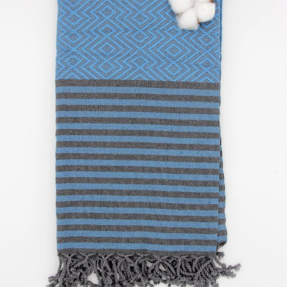 Bath Turkish Towel / Pool Beach Multipurpose Peshtemal Blue - Picture 3 of 9